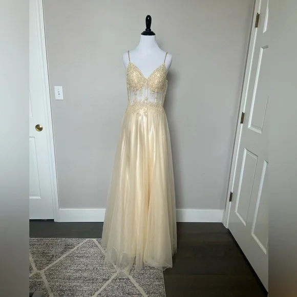 blondie formal dresses Deep V-Neck Long A-Line Prom Dress with Pockets Hunter / 9 main image 1